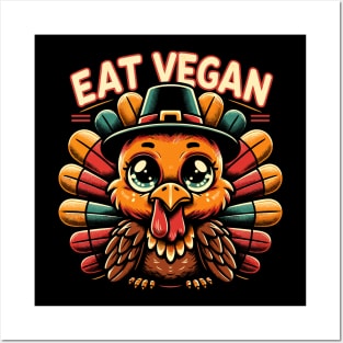 Whimsical Thanksgiving Turkey - Eat Vegan Posters and Art